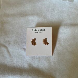 kate spade Gold Crescent Moon Crystal Stud Earrings